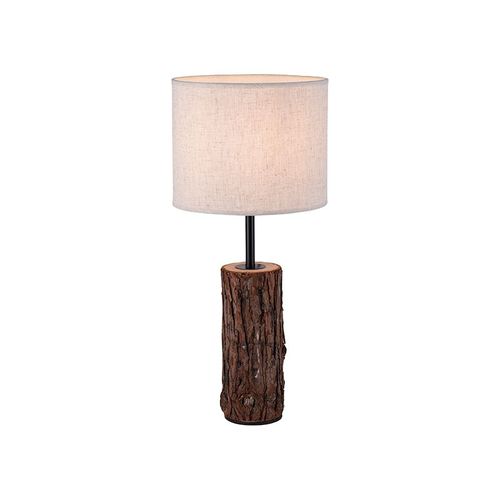 Paul Neuhaus Rustique Lampe De Table / Lampe  Poser / Luminaire / Lumiere / clairage Rurale En Bois Avec Abat-Jour Blanc - Oriana Plastique /Acier Beige,Marron Rond / Lampe De Lecture /...