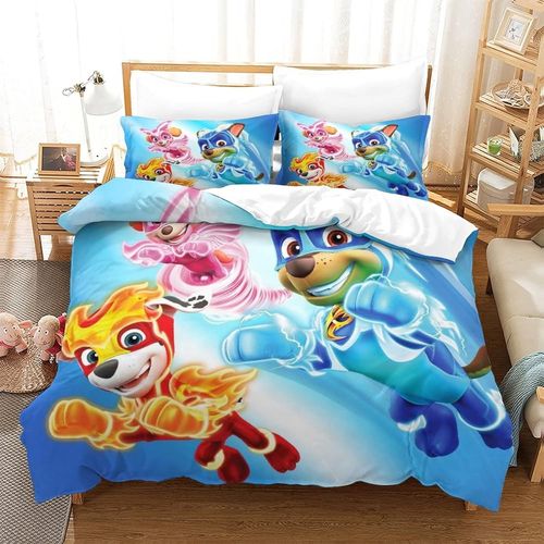 Paw Patrol C Parure De Lit Avec Housse De Couette Et 2 Taies D'oreiller, En Microfibre Douce, 3 PiCes, 1 Housse De Couette Et 2 Taies D'oreiller, Sans Couette