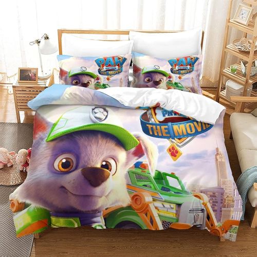 Paw Patrol C Parure De Lit Avec Housse De Couette Et 2 Taies D'oreiller, En Microfibre Douce, 3 PiCes, 1 Housse De Couette Et 2 Taies D'oreiller, Sans Couette