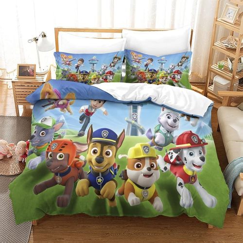 Paw Patrol C Parure De Lit Paw Patrol, Housse De Couette, En Microfibre Douce, 2 PiCes, 1 Housse De Couette, 1 Taie D'oreiller, Sans Couette
