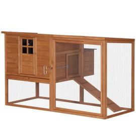 PawHut Poulailler cottage cage à poules sur pied dim. 168L x 110l x 101H cm  multi-équipement bois sapin lasuré