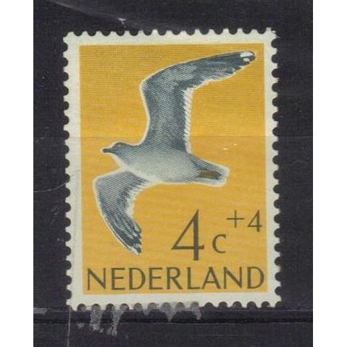 Pays-Bas 1961 : Oiseau : Goland - Timbre 4 C. + 4 C. Jaune, Vert Et Gris-Bleu Neuf *