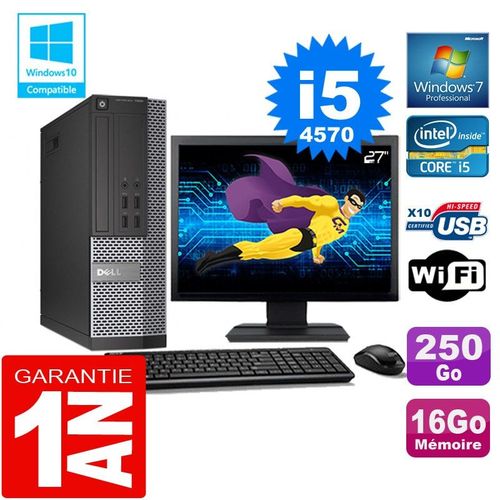 PC DELL 7020 SFF Core I5-4570 Ram 16Go Disque 250 Go Wifi W7 Ecran 27