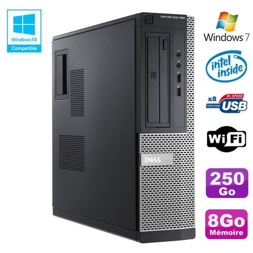 PC DELL Optiplex 390 DT G2020 DVD Ram 8Go DDR3 Disque 250Go Wifi HDMI Win 7
