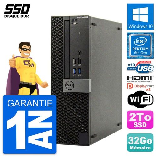PC Dell OptiPlex 5040 SFF Intel G4400 RAM 32Go SSD 2To HDMI Windows 10 Wifi