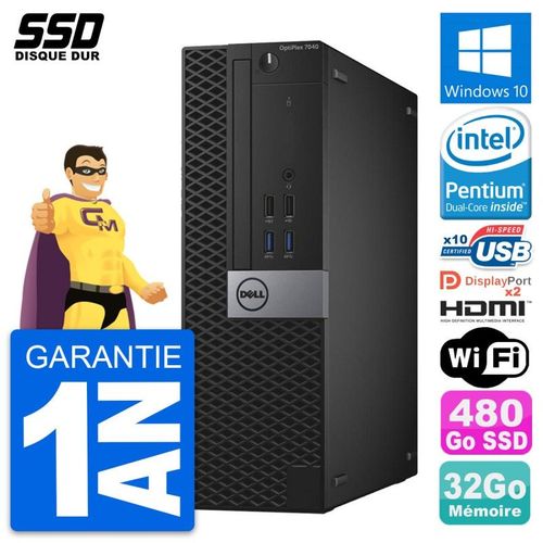 PC Dell OptiPlex 7040 SFF Intel G4400 RAM 32Go SSD 480Go HDMI Windows 10 Wifi