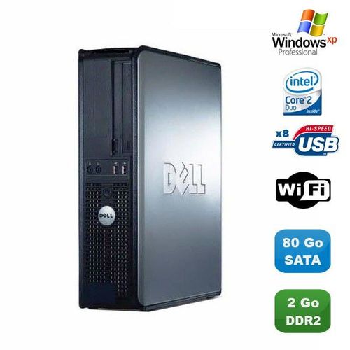 PC DELL Optiplex 760 DT Intel Core 2 Duo E8400 3Ghz 2Go DDR2 80 Go WIFI XP Pro