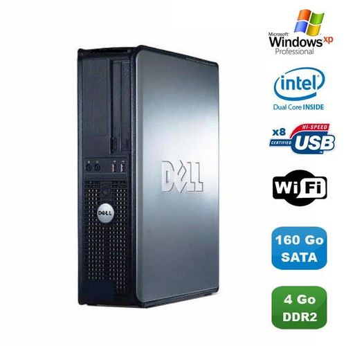 PC DELL Optiplex 760 DT Intel Dual Core E5200 2,5Ghz 4Go DDR2 160 Go WIFI XP Pro