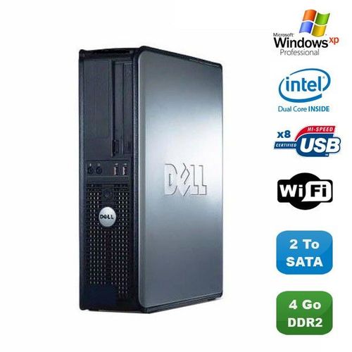PC DELL Optiplex 760 DT Intel Dual Core E5200 2,5Ghz 4Go DDR2 2 To WIFI XP Pro