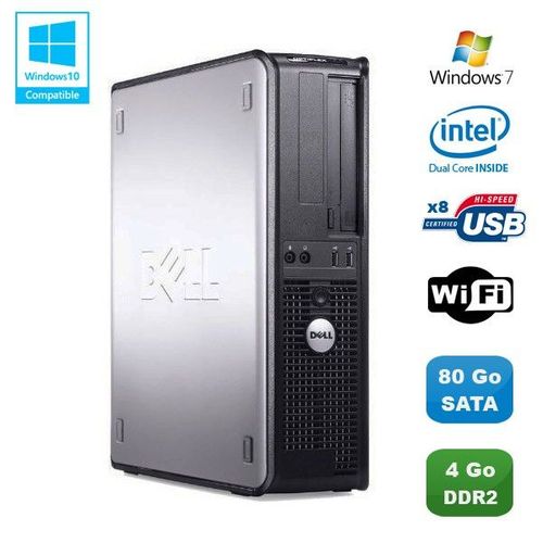 PC DELL Optiplex 760 DT Intel Dual Core E5200 2,5Ghz 4Go DDR2 80 Go WIFI Win 7