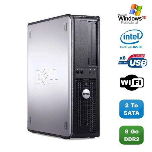 PC DELL Optiplex 760 DT Intel Dual Core E5200 2,5Ghz 8Go DDR2 2 To WIFI XP Pro