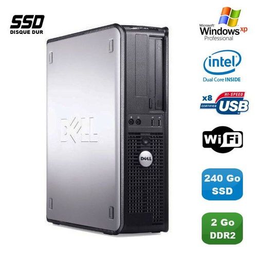 PC DELL Optiplex 760 DT Intel E5200 2,5Ghz 2Go DDR2 240Go SSD WIFI XP Pro