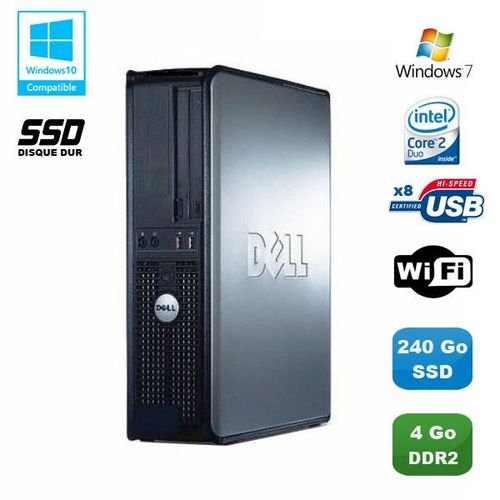 PC DELL Optiplex 760 DT Intel E8400 3Ghz 4Go DDR2 240Go SSD WIFI Win 7