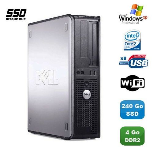 PC DELL Optiplex 760 DT Intel E8400 3Ghz 4Go DDR2 240Go SSD WIFI XP Pro
