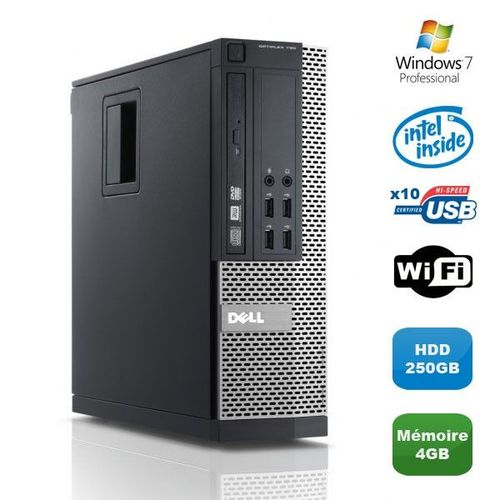 PC DELL Optiplex 790 SFF Intel Pentium G840 2.8Ghz 4Go DDR3 250Go WIFI Win 7 Pro