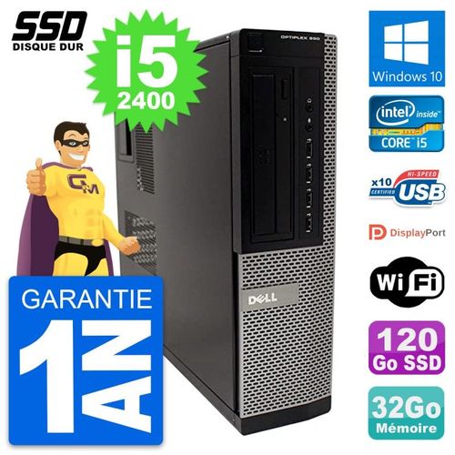PC Dell OptiPlex 990 DT Intel Core i5-2400 RAM 32Go SSD 120Go Windows 10 Wifi