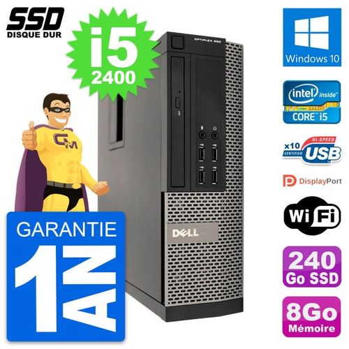 PC Dell OptiPlex 990 SFF Intel Core i5-2400 RAM 8Go SSD 240Go Windows 10 Wifi