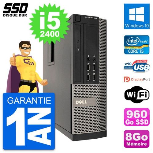 PC Dell OptiPlex 990 SFF Intel Core i5-2400 RAM 8Go SSD 960Go Windows 10 Wifi