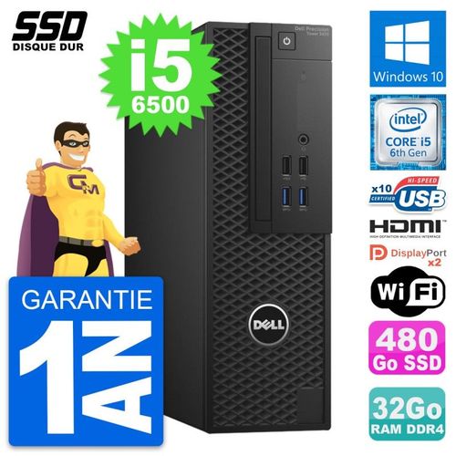PC Dell Precision T3420 SFF Core i5-6500 RAM 32Go SSD 480Go HDMI Windows 10 Wifi