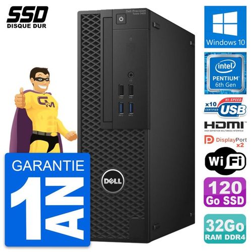 PC Dell Precision T3420 SFF Intel G4400 RAM 32Go SSD 120Go HDMI Windows 10 Wifi