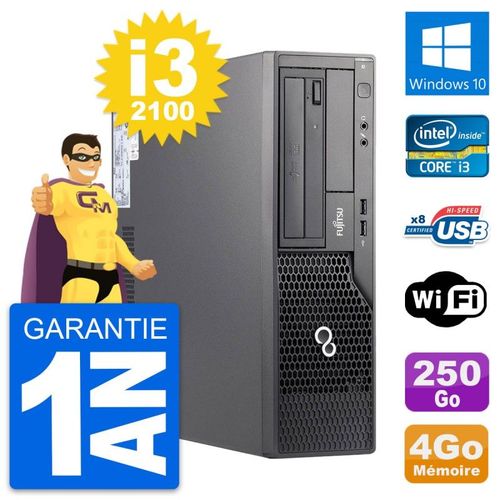 PC Fujitsu Esprimo E500 DT Intel i3-2100 RAM 4Go Disque 250Go Windows 10 Wifi