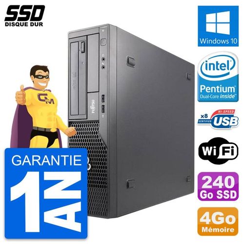 PC Fujitsu Esprimo E500 E85+ DT Intel G630 RAM 4Go SSD 240Go Windows 10 Wifi