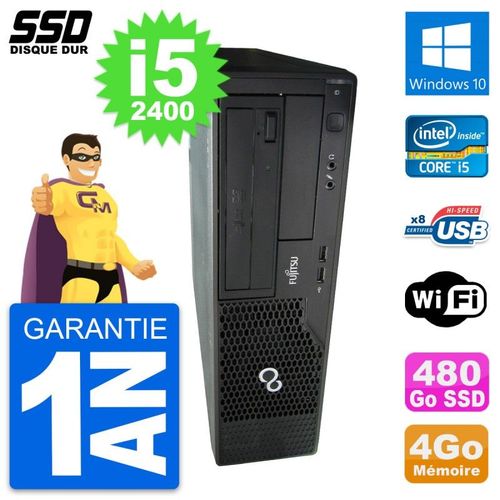 PC Fujitsu Esprimo E500 E85+ DT Intel i5-2400 RAM 4Go SSD 480Go Windows 10 Wifi