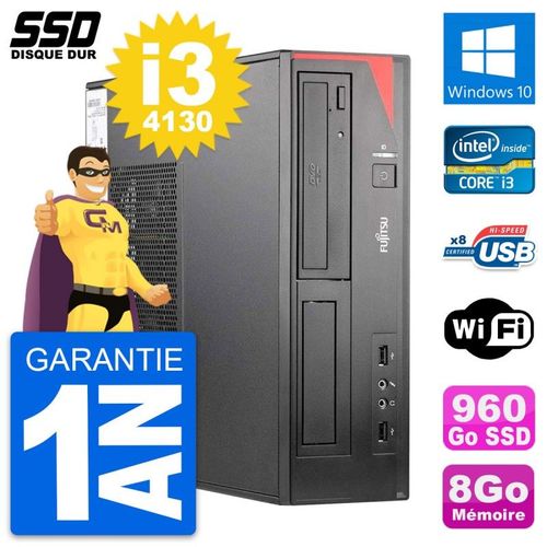 PC Fujitsu Esprimo E520 E85+ DT Intel i3-4130 RAM 8Go SSD 960Go Windows 10 Wifi
