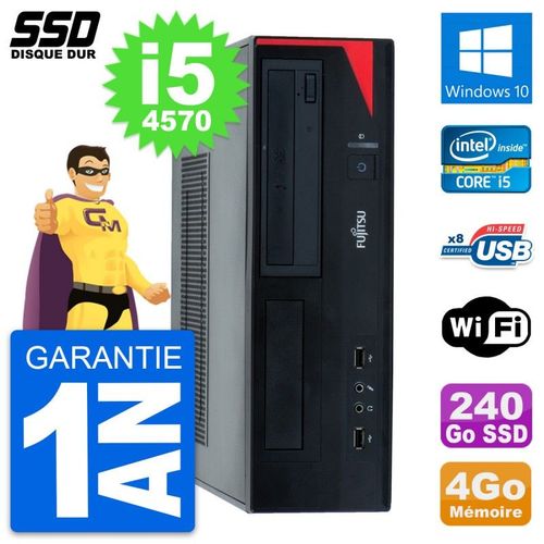 PC Fujitsu Esprimo E520 E85+ DT Intel i5-4570 RAM 4Go SSD 240Go Windows 10 Wifi