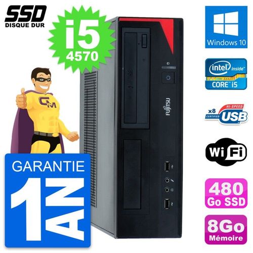 PC Fujitsu Esprimo E520 E85+ DT Intel i5-4570 RAM 8Go SSD 480Go Windows 10 Wifi