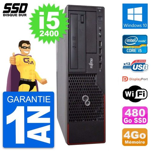 PC Fujitsu Esprimo E700 E90+ DT Intel i5-2400 RAM 4Go SSD 480Go Windows 10 Wifi