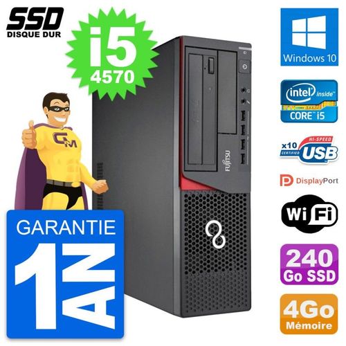 PC Fujitsu Esprimo E720 E85+ DT Intel i5-4570 RAM 4Go SSD 240Go Windows 10 Wifi