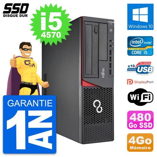 PC Fujitsu Esprimo E720 E85+ DT Intel i5-4570 RAM 4Go SSD 480Go Windows 10 Wifi