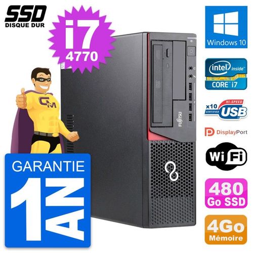 PC Fujitsu Esprimo E720 E85+ DT Intel i7-4770 RAM 4Go SSD 480Go Windows 10 Wifi