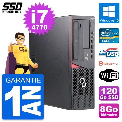 PC Fujitsu Esprimo E720 E85+ DT Intel i7-4770 RAM 8Go SSD 120Go Windows 10 Wifi