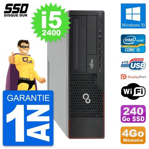 PC Fujitsu Esprimo E910 DT Intel Core i5-2400 RAM 4Go SSD 240Go Windows 10 Wifi