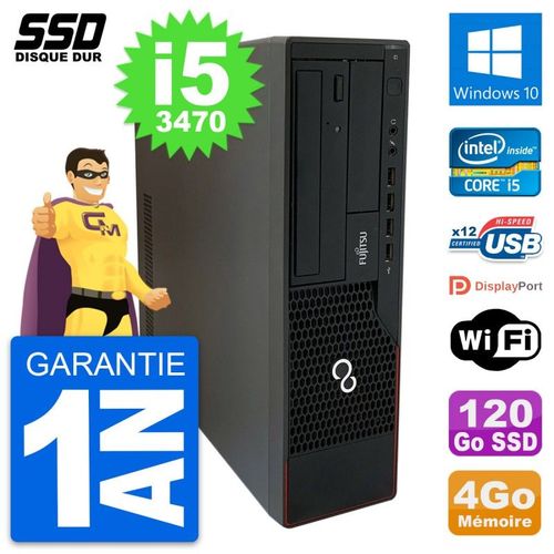 PC Fujitsu Esprimo E910 DT Intel Core i5-3470 RAM 4Go SSD 120Go Windows 10 Wifi