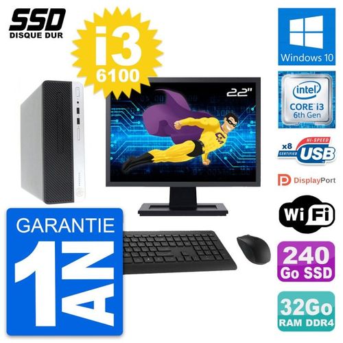PC HP ProDesk 400 G4 SFF Ecran 22