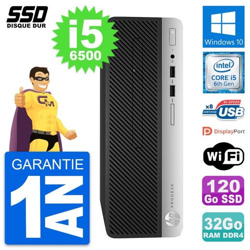 PC HP ProDesk 400 G4 SFF Intel Core i5-6500 RAM 32Go SSD 120Go Windows 10 Wifi