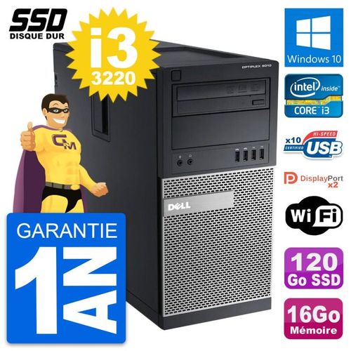 PC Tour Dell OptiPlex 9010 Intel Core i3-3220 RAM 16Go SSD 120Go Windows 10 Wifi