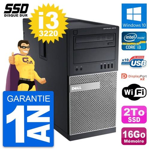 PC Tour Dell OptiPlex 9010 Intel Core i3-3220 RAM 16Go SSD 2To Windows 10 Wifi