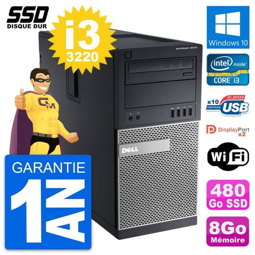 PC Tour Dell OptiPlex 9010 Intel Core i3-3220 RAM 8Go SSD 480Go Windows 10 Wifi