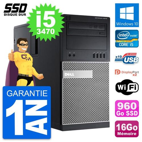 PC Tour Dell OptiPlex 9010 Intel Core i5-3470 RAM 16Go SSD 960Go Windows 10 Wifi