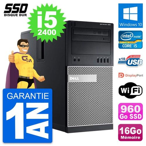 PC Tour Dell OptiPlex 990 Intel Core i5-2400 RAM 16Go SSD 960Go Windows 10 Wifi