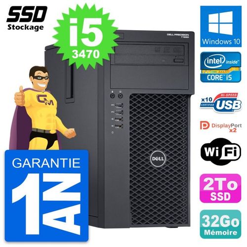 PC Tour Dell Precision T1650 Intel Core i5-3470 RAM 32Go SSD 2To Windows 10 Wifi