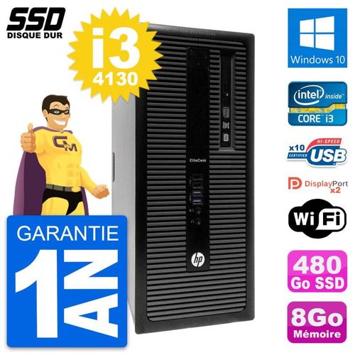 PC Tour HP EliteDesk 800 G1 Intel Core i3-4130 RAM 8Go SSD 480Go Windows 10 Wifi