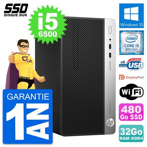 PC Tour HP ProDesk 400 G4 MT Intel i5-6500 RAM 32Go SSD 480Go Windows 10 Wifi
