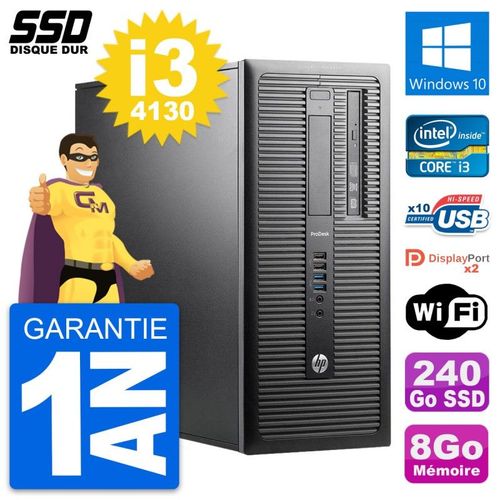 PC Tour HP ProDesk 600 G1 Intel Core i3-4130 RAM 8Go SSD 240Go Windows 10 Wifi