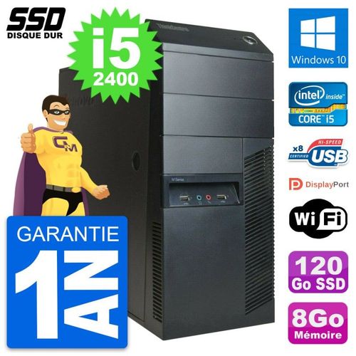 PC Tour Lenovo ThinkCentre M91p Core i5-2400 RAM 8Go SSD 120Go Windows 10 Wifi