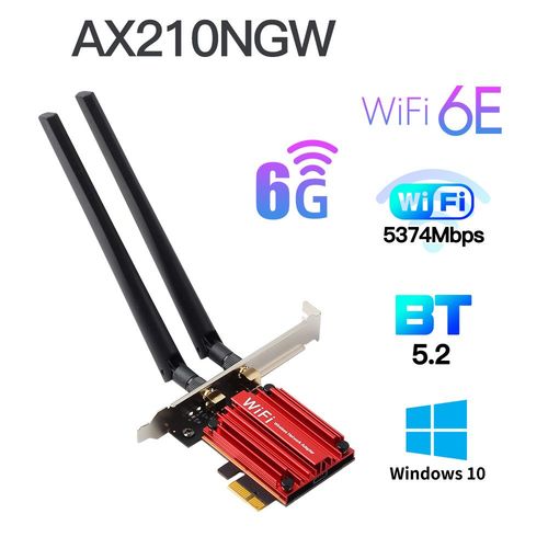 PCE-AXE3000 - Carte Rseau Double Bande Intel Ax210 Wi-fi 6e, 3000 Mb/s, Adaptateur Sans Fil Pci Express, Bluetooth 5.2, 2.4/5/6ghz, 802.11ax/ac, Pour Ordinateur De Bureau